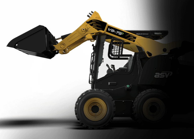 Skid steer in raised position